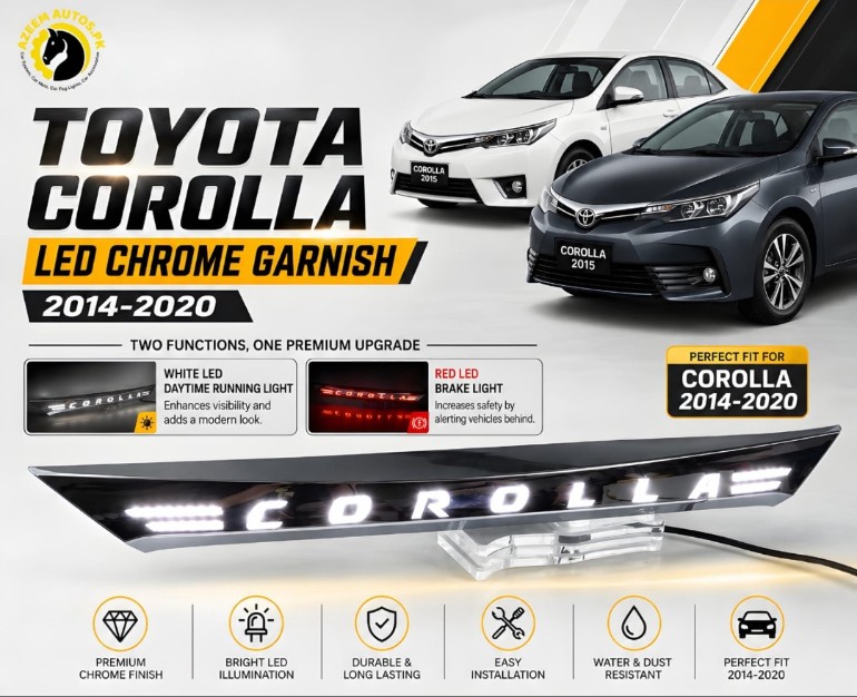 Toyota Corolla LED chrome garnish for 2014-2020 models