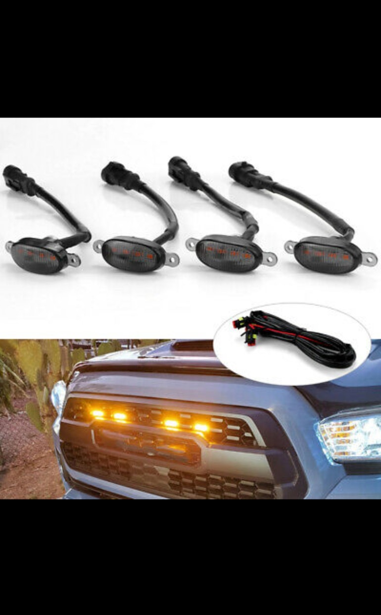 GMC style amber LED grill lights with wiring harness