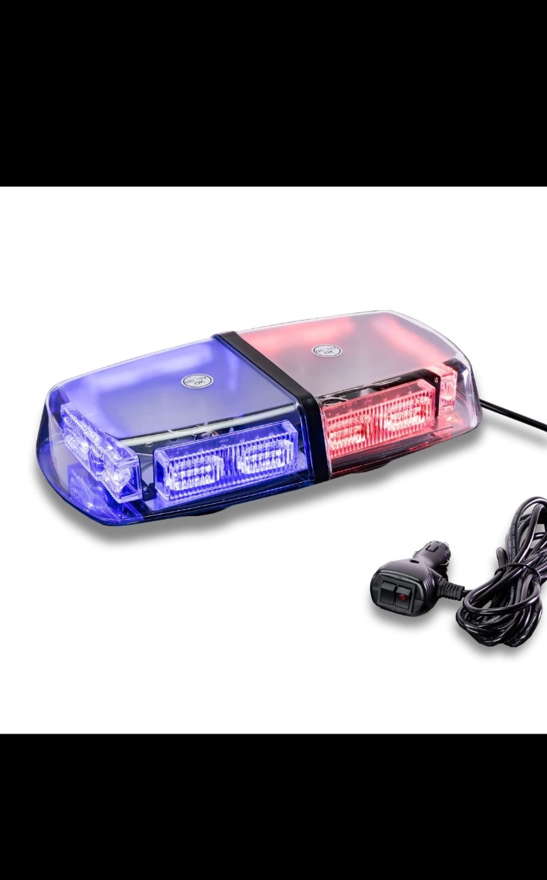 Red and blue LED police style strobe light bar