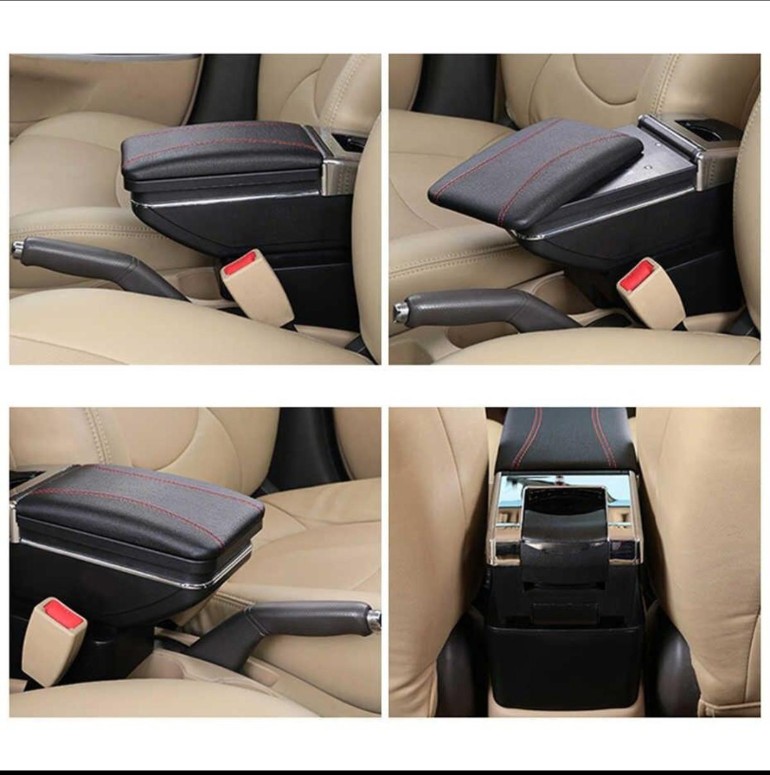 Universal padded car arm rest console with storage